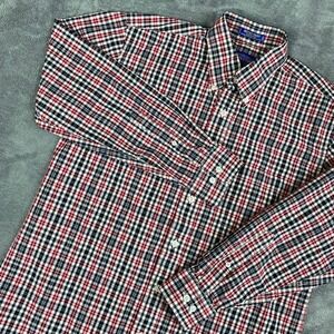 Pendleton Mens Button Down Shirt M Red Navy Blue Plaid Metro Shirt Cotton
